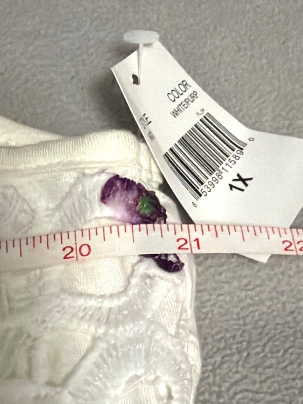 NWT Studio West White & Purple Floral Lace Tank Top 1X Rayon/Spandex Sleeveless - Picture 4 of 5